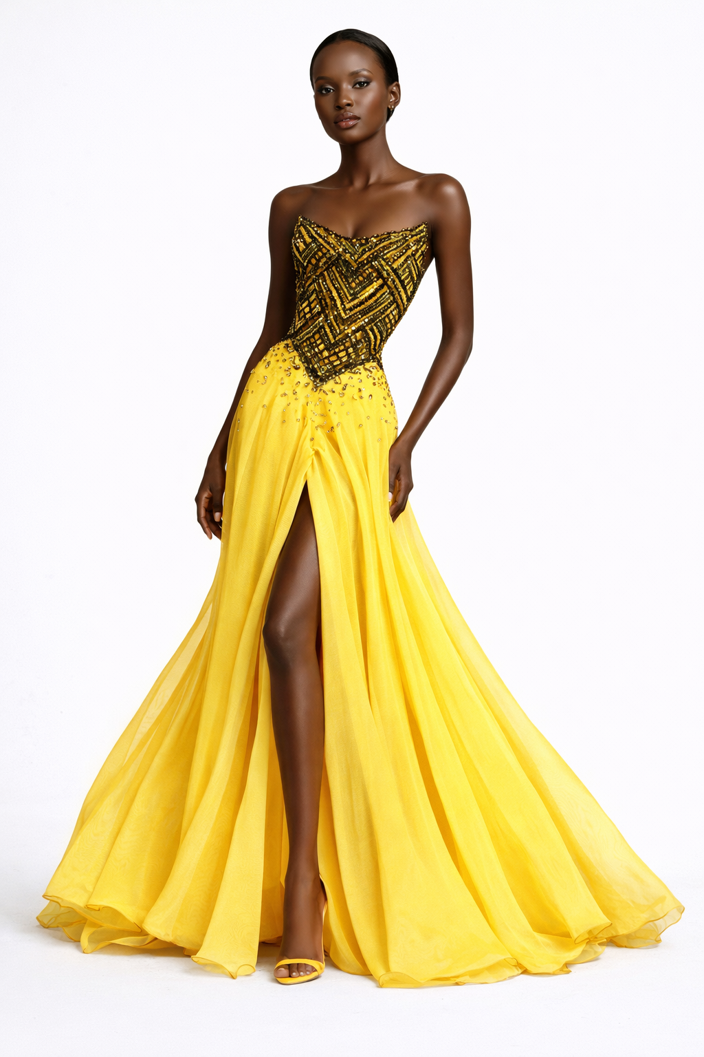 Canary Yellow Evening Gown – Kenneth Barlis