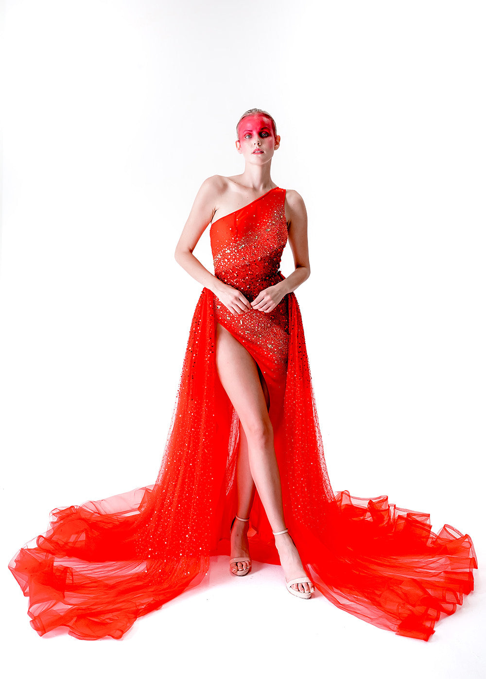 One Shoulder Embroidered Dress