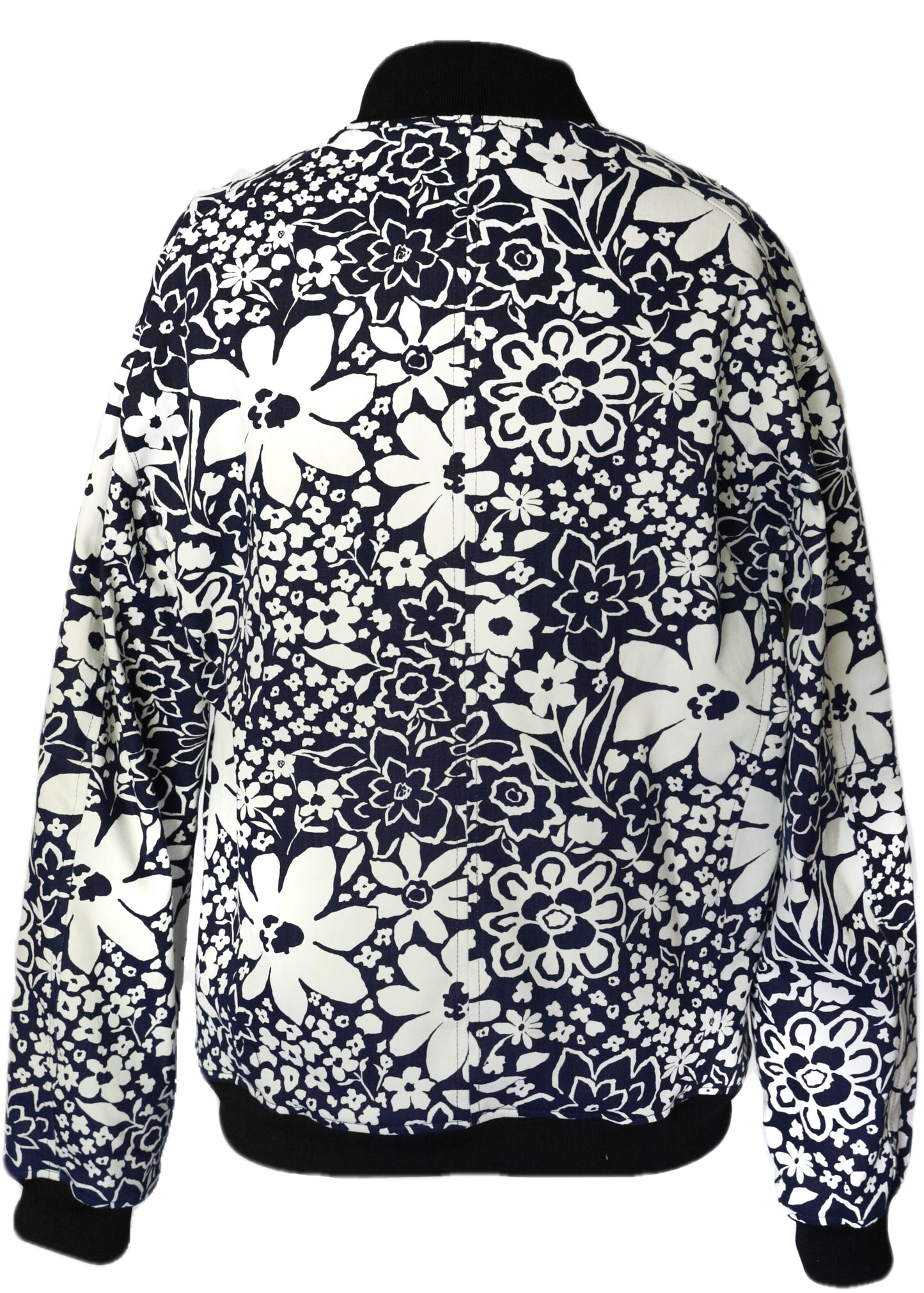 Blue and White Floral Bomber Jacket